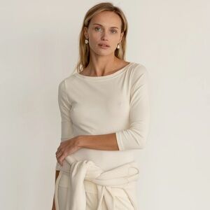 Donni Baby Rib Boatneck Cream Top
